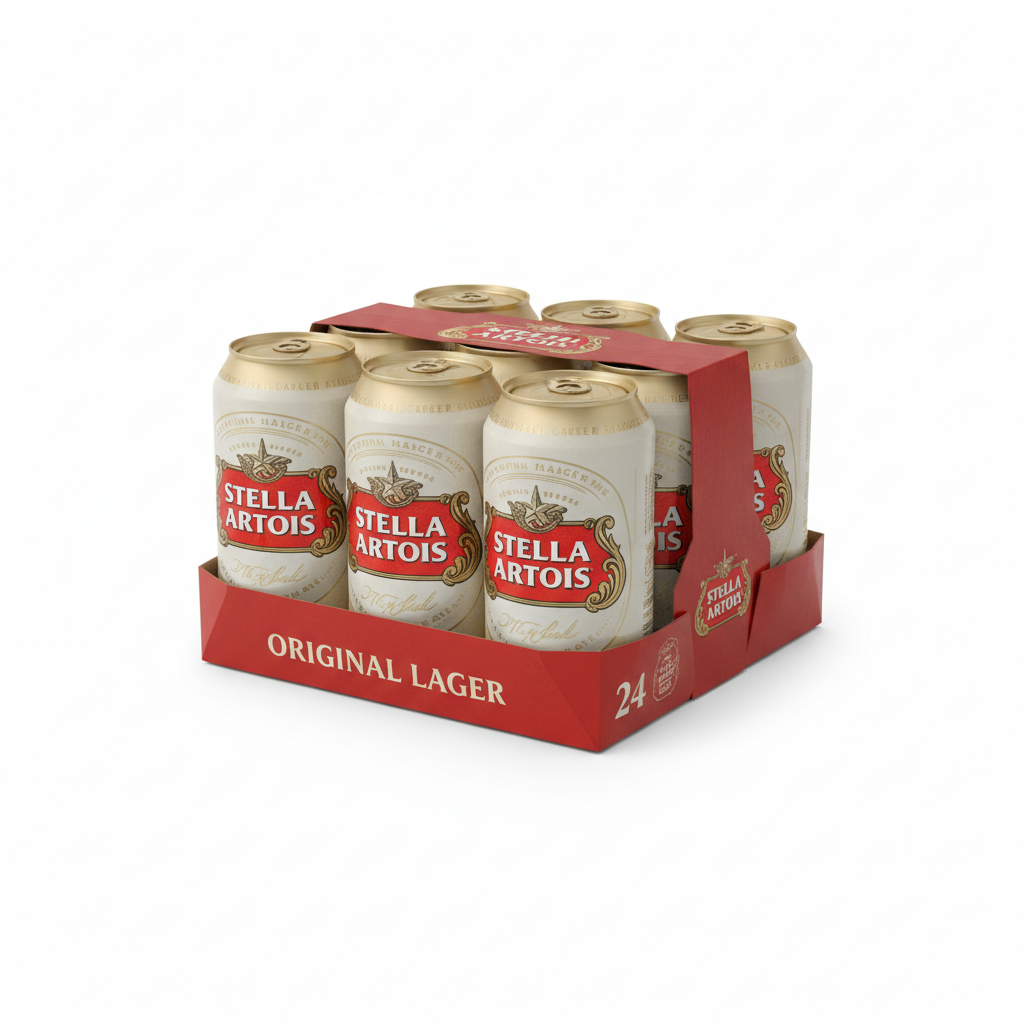 Stella Artois Bière Blonde — pack de 24 canettes emballage original