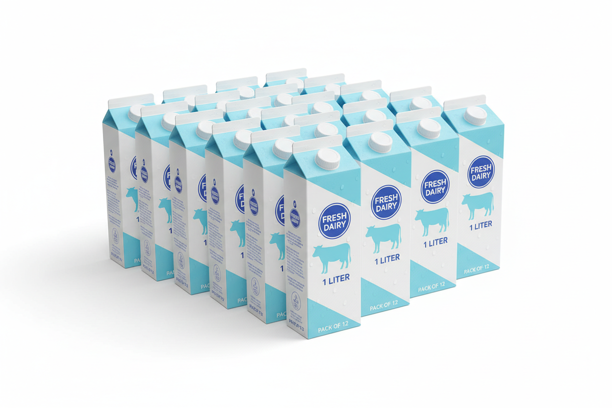 Pack de 12 briques de lait demi-écrémé UHT 1L