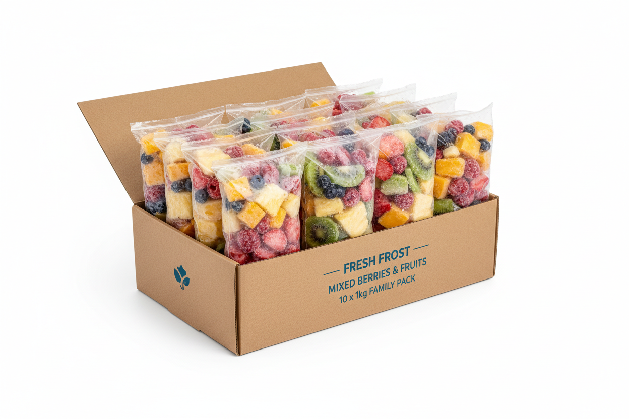 Carton de 10 sachets de fruits surgelés mélangés 1kg